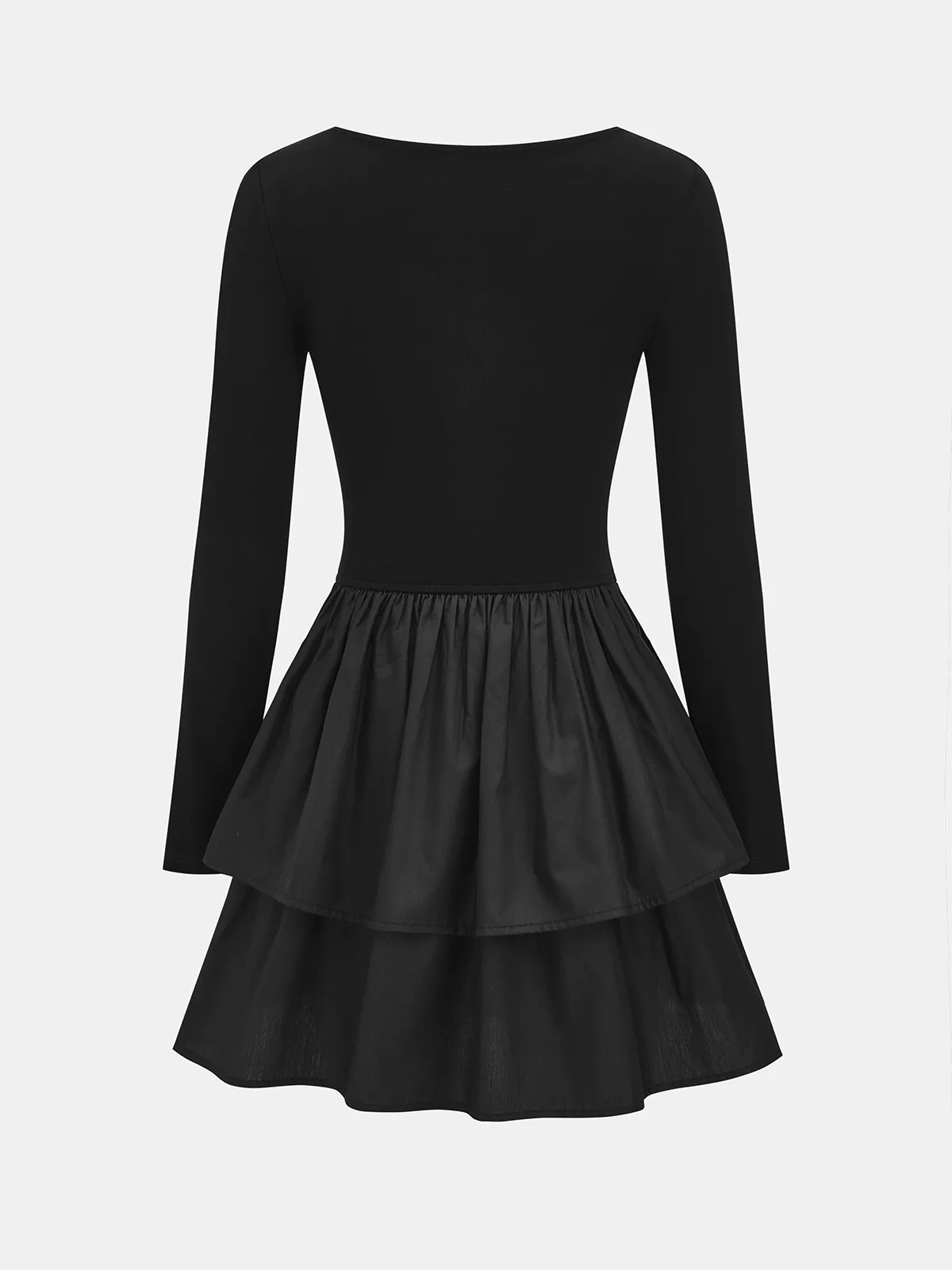 Tiered Ruffle Hem Long-Sleeve Fitted Dress sold by COMMENSE product image thumbnail 2