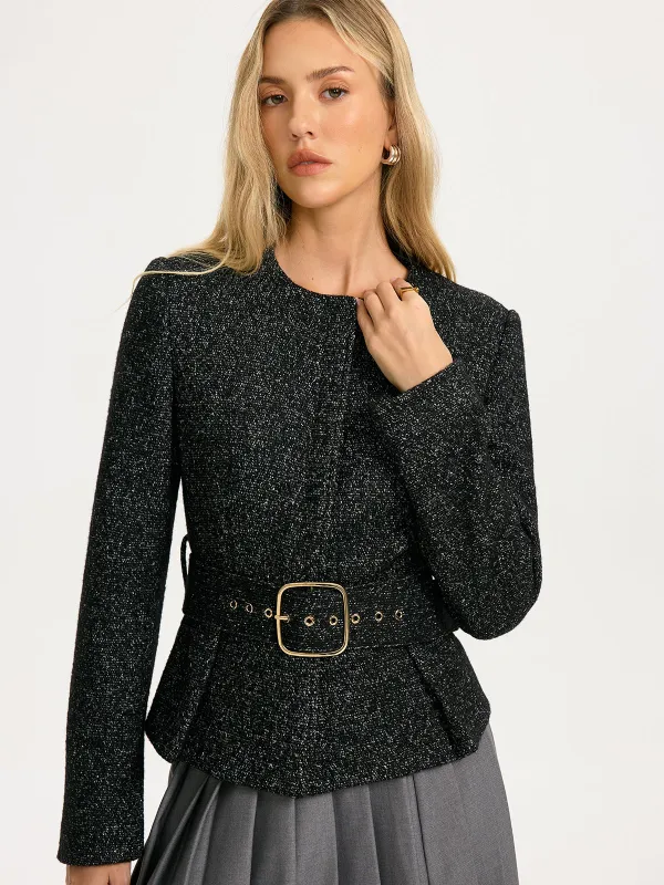 Belted Wool-Blend Blazer sold by COMMENSE