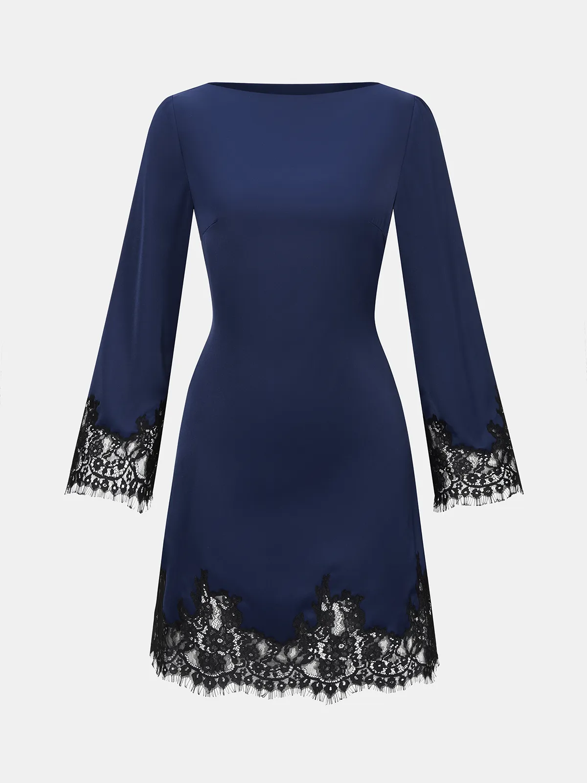 Lace Trim Satin Mini Dress sold by COMMENSE product image thumbnail 2