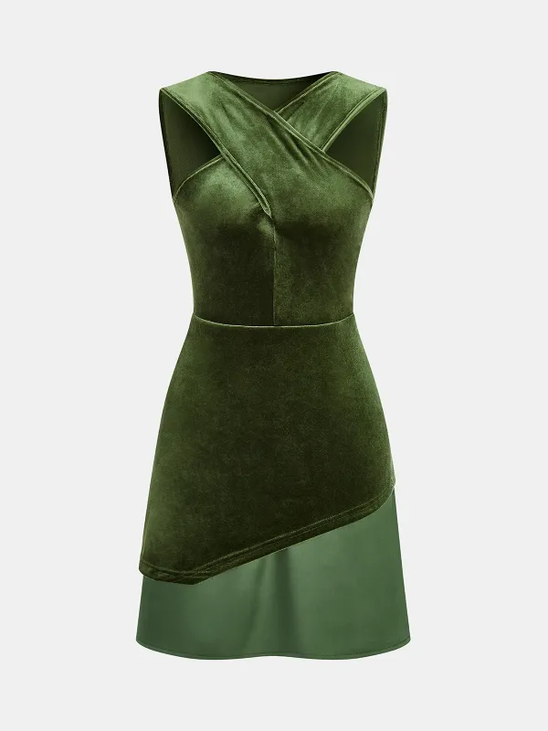 Velvet Sleeveless Asymmetric Dress sold by COMMENSE