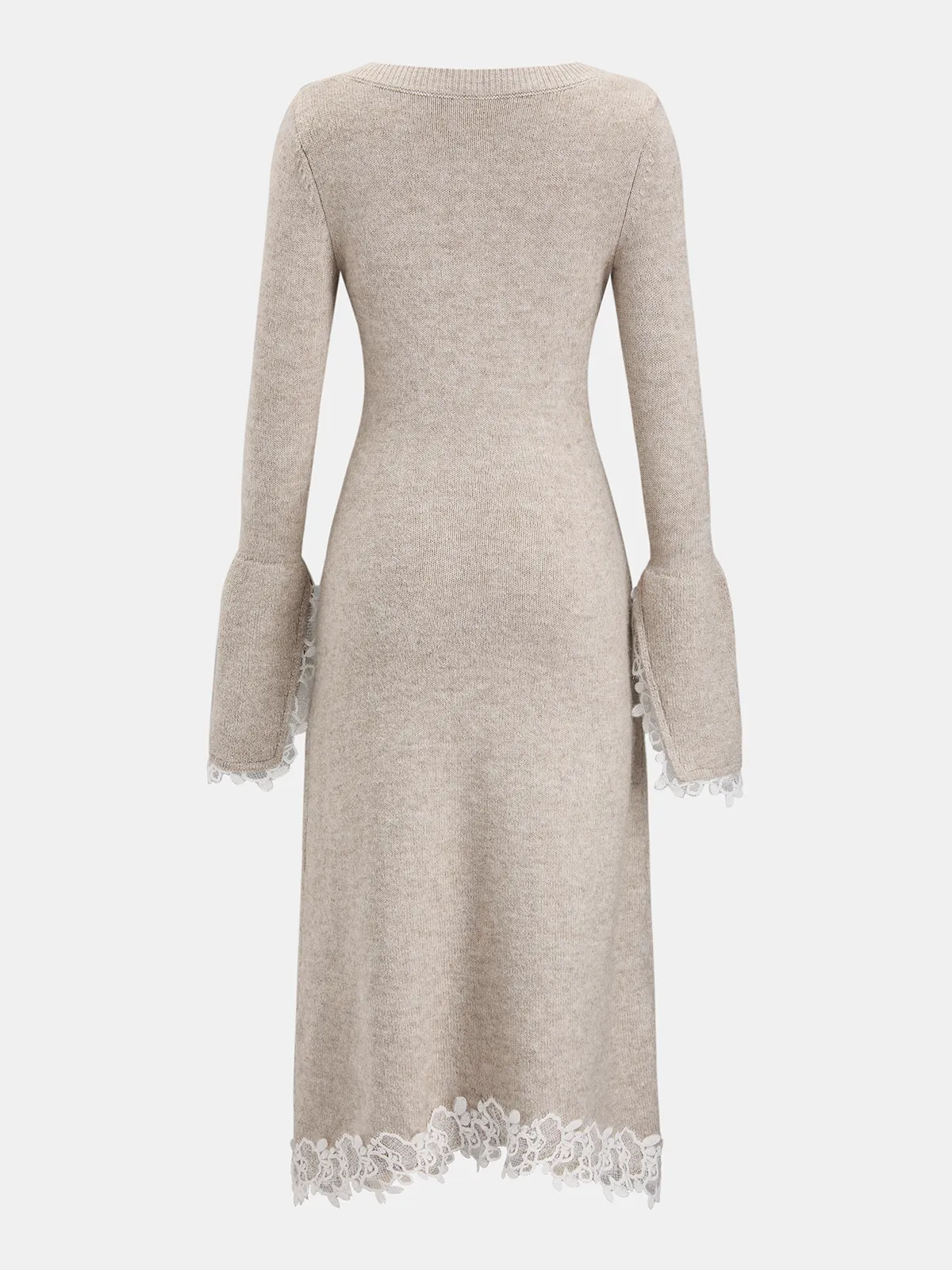 Wool-Blend Lace-Trim Square-Neck Dress sold by COMMENSE product image thumbnail 2