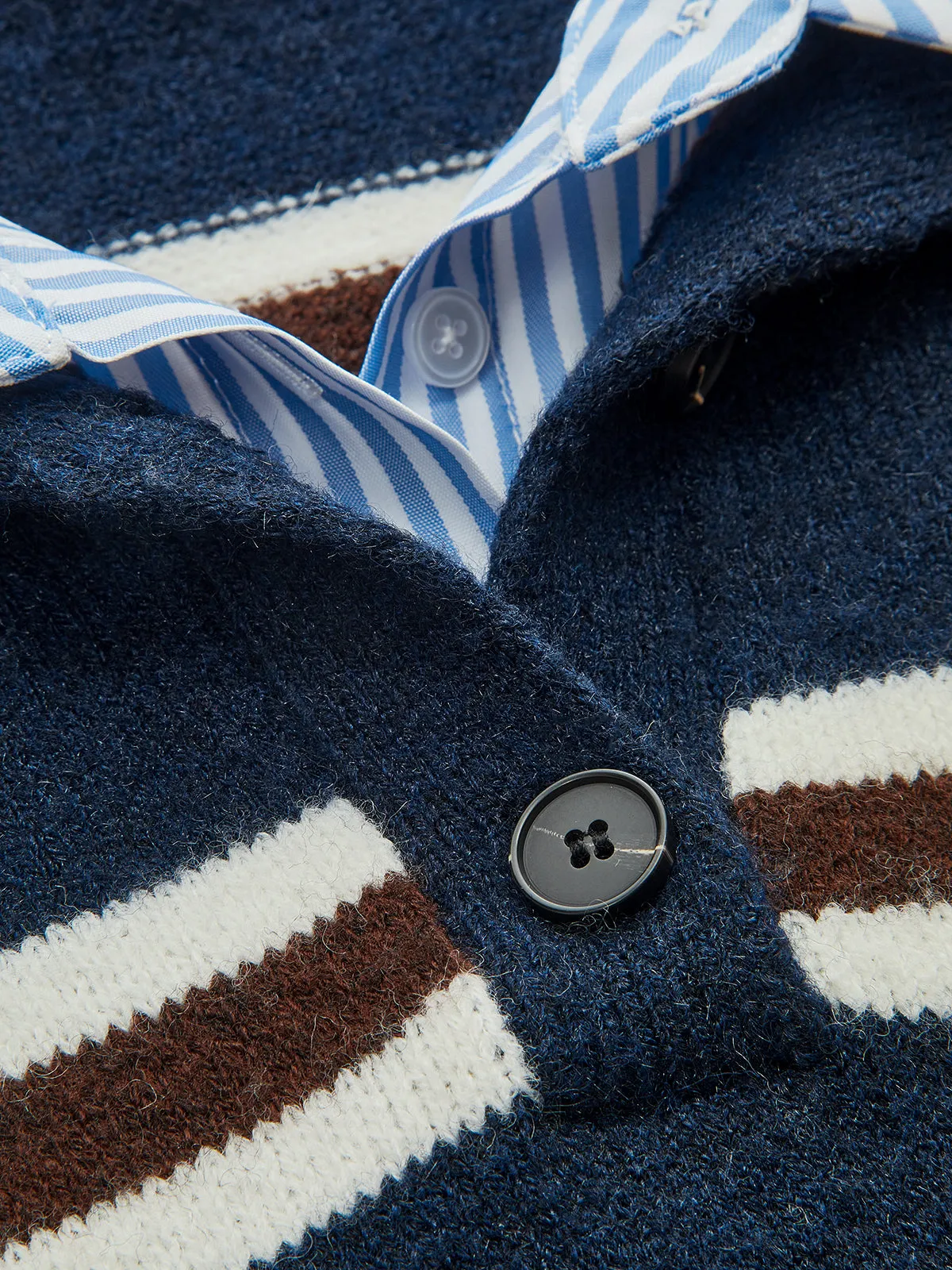 Shirt Panel Striped Polo Knit Sweater sold by COMMENSE product image thumbnail 4