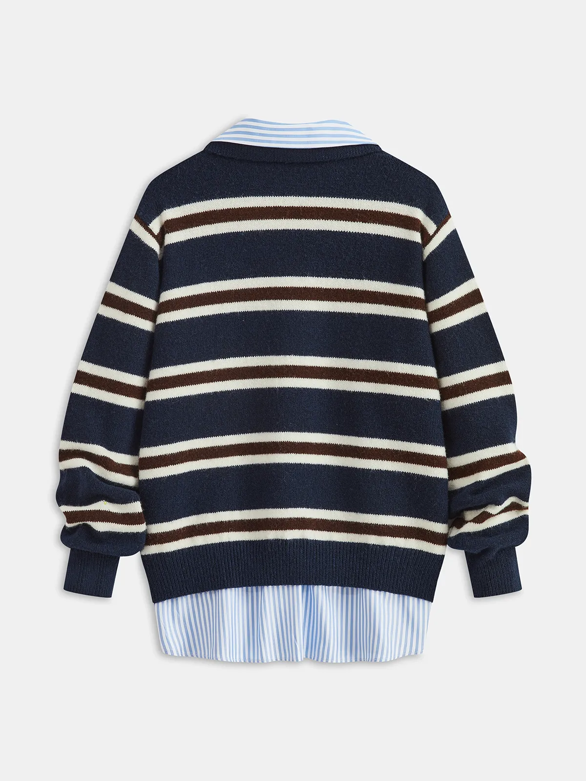 Shirt Panel Striped Polo Knit Sweater sold by COMMENSE product image thumbnail 3
