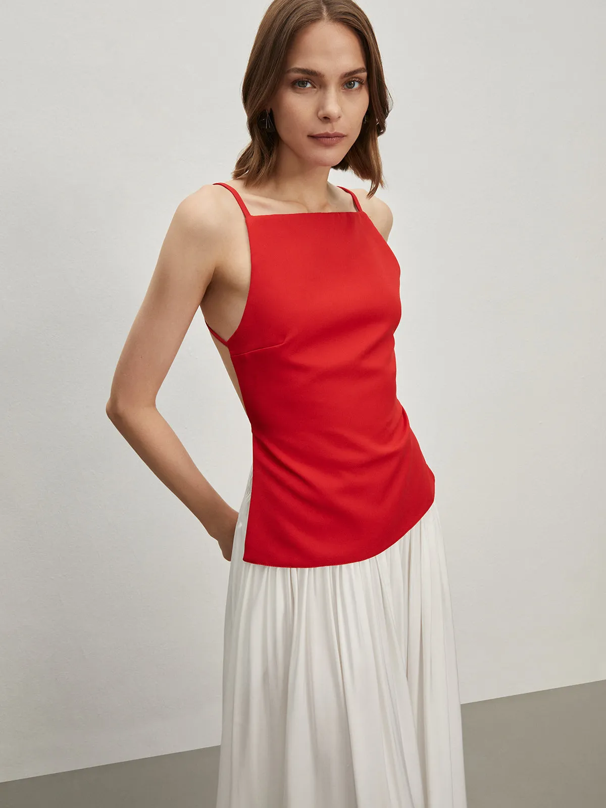 Backless Adjustable Strap Blouse sold by COMMENSE