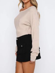 Asymmetric Off Shoulder Crop Sweater sold by COMMENSE