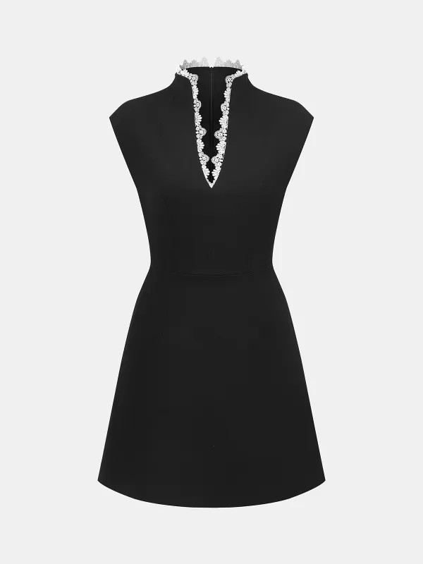Lace Trim Sleeveless Dress made by COMMENSE