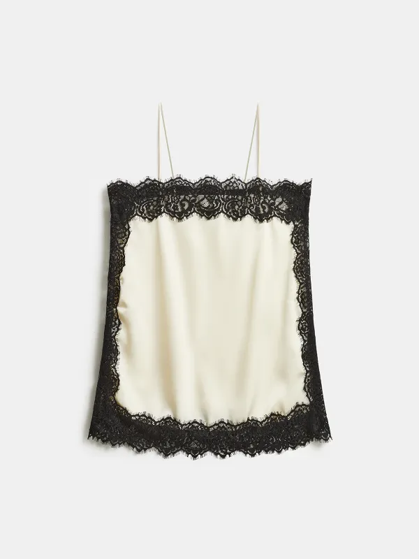 Lace Trim Satin Cami Top sold by COMMENSE