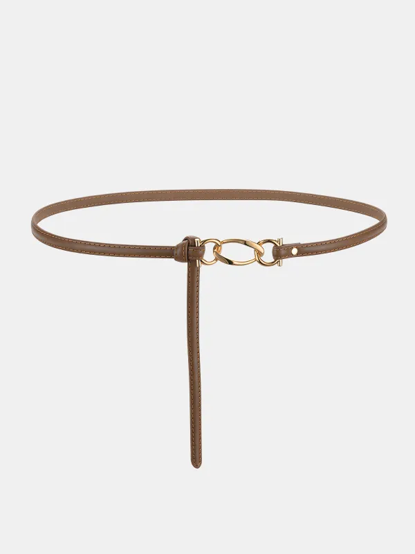 Knot Detail Leather Thin Belt sold by COMMENSE