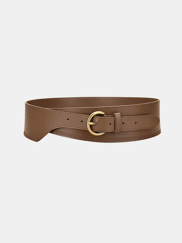 Metal Buckle Leather Wide Belt sold by COMMENSE