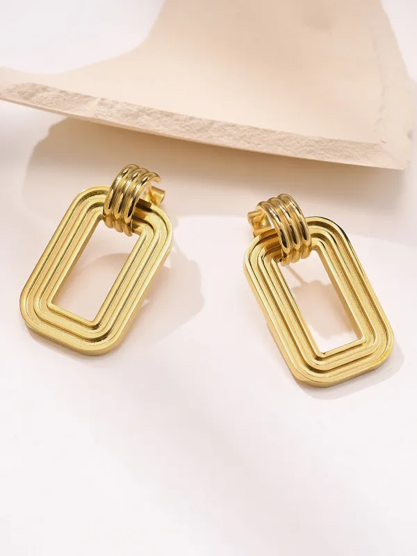 Layered Rectangular Hoop Earrings sold by COMMENSE