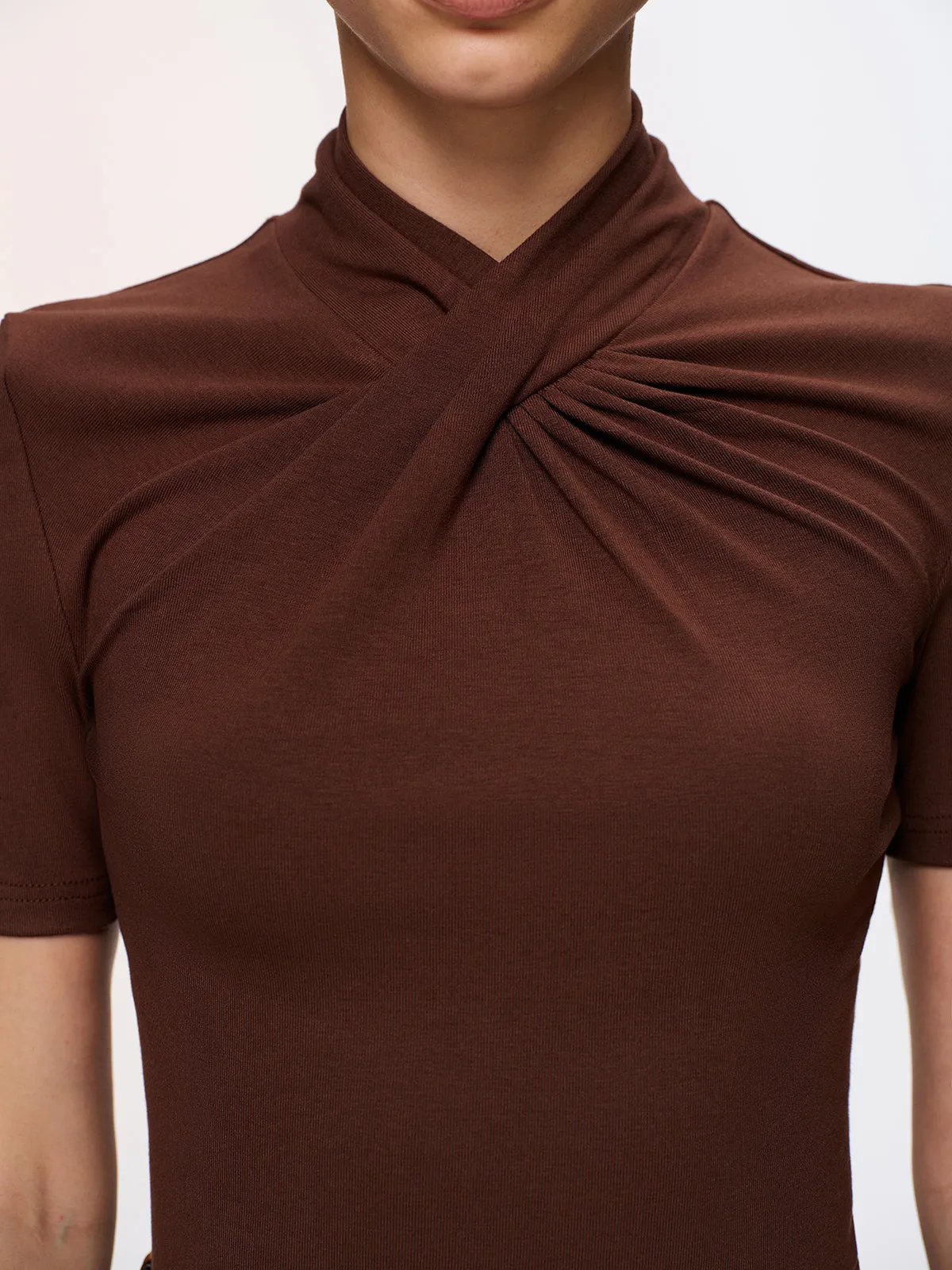 Twist-Front Short-Sleeve Top sold by COMMENSE product image thumbnail 3