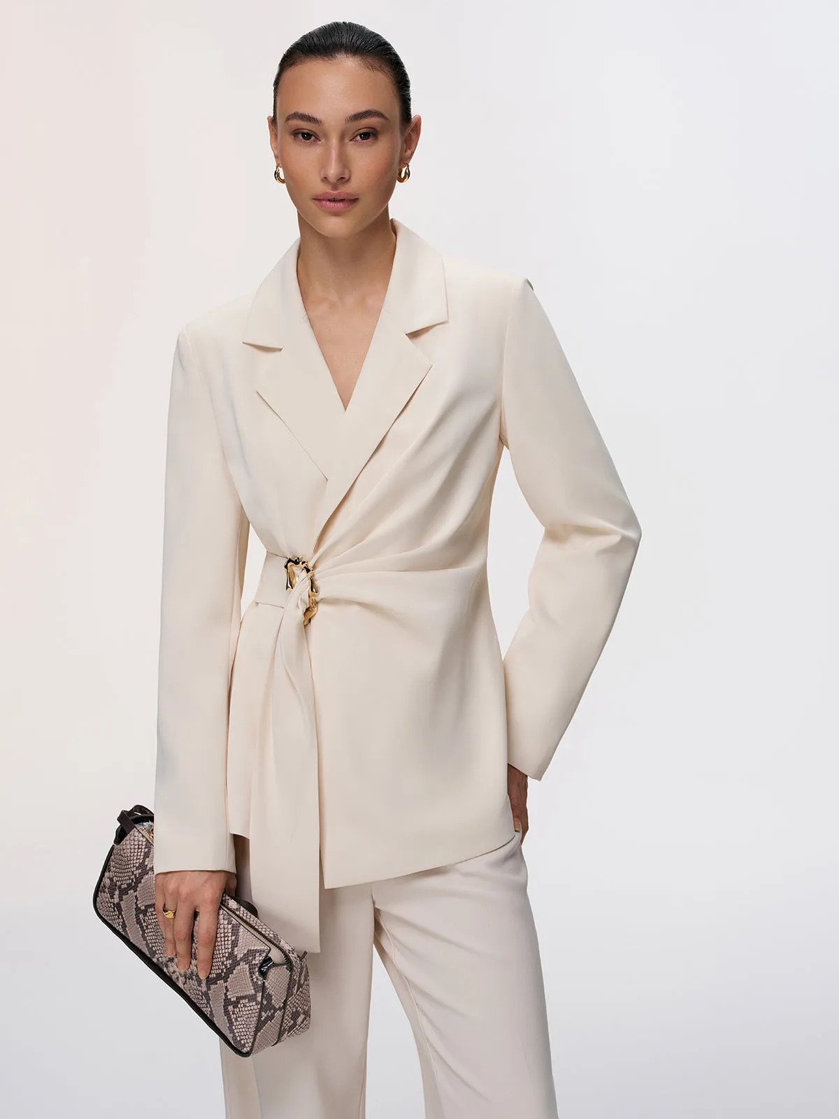 Metal Buckle Wrap-Front Blazer sold by COMMENSE product image thumbnail 5