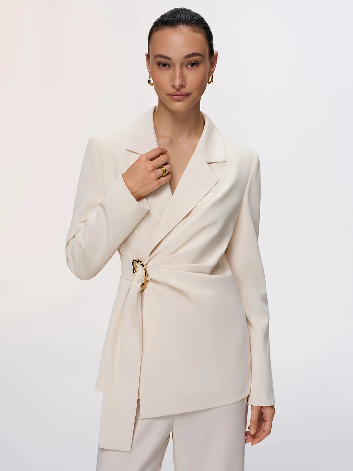 Metal Buckle Wrap-Front Blazer sold by COMMENSE product image thumbnail 3