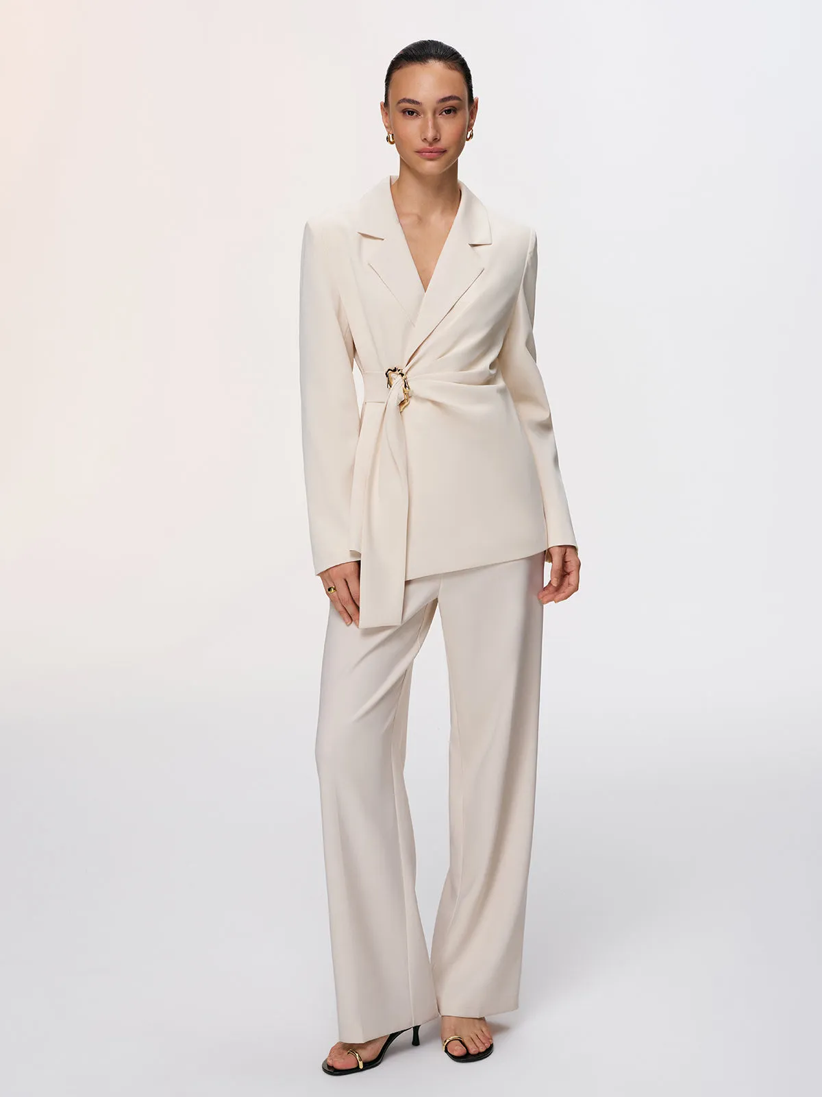 Metal Buckle Wrap-Front Blazer sold by COMMENSE product image thumbnail 4