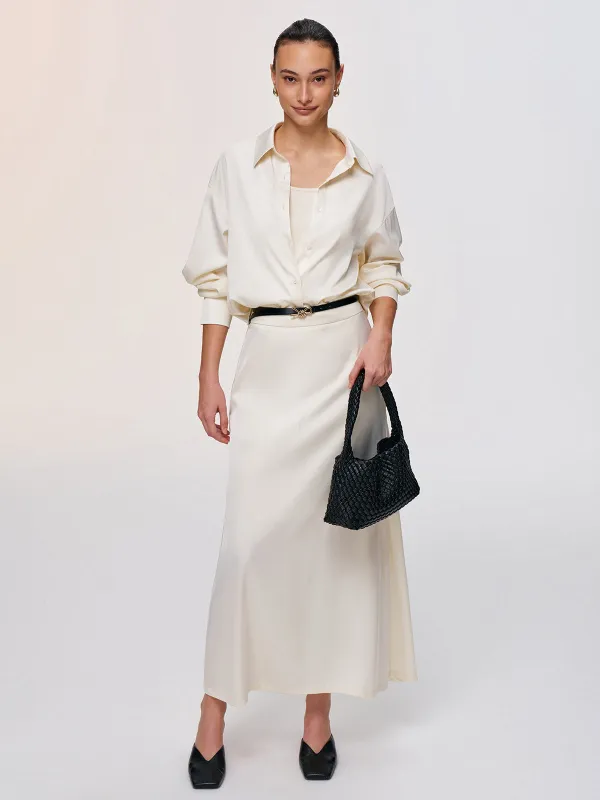 3-Piece Tank Top Satin Shirt Midi Skirt Set sold by COMMENSE