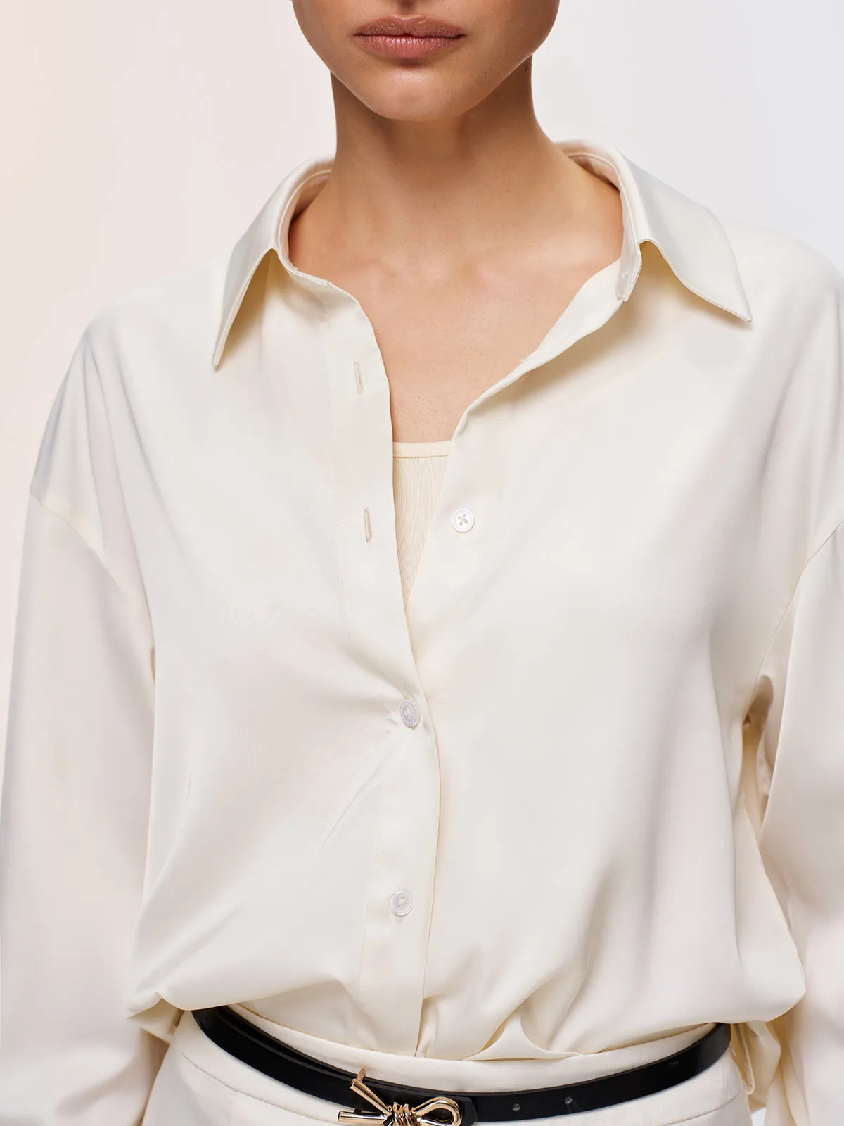 3-Piece Tank Top Satin Shirt Midi Skirt Set sold by COMMENSE product image thumbnail 3