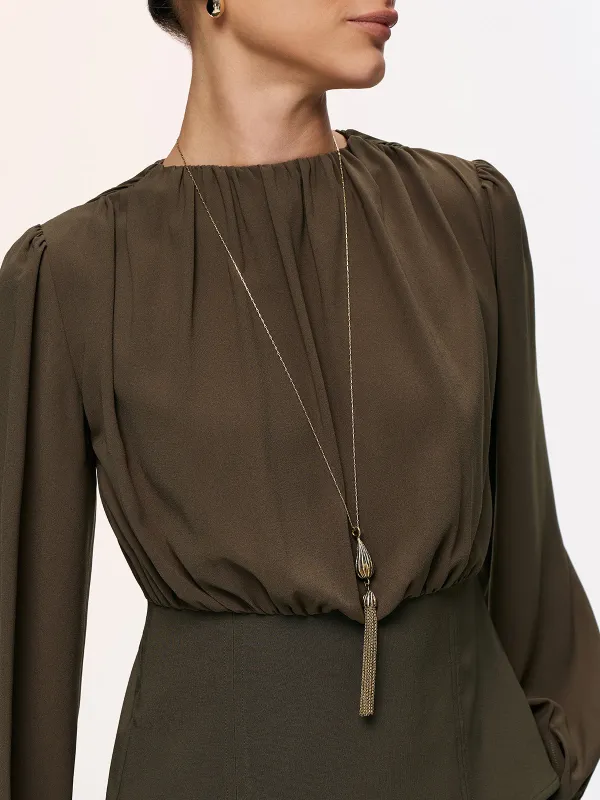 Textured Tassel Longline Necklace sold by COMMENSE