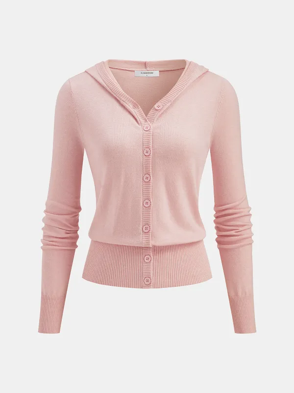 Wool-Blend Hooded Cardigan made by COMMENSE
