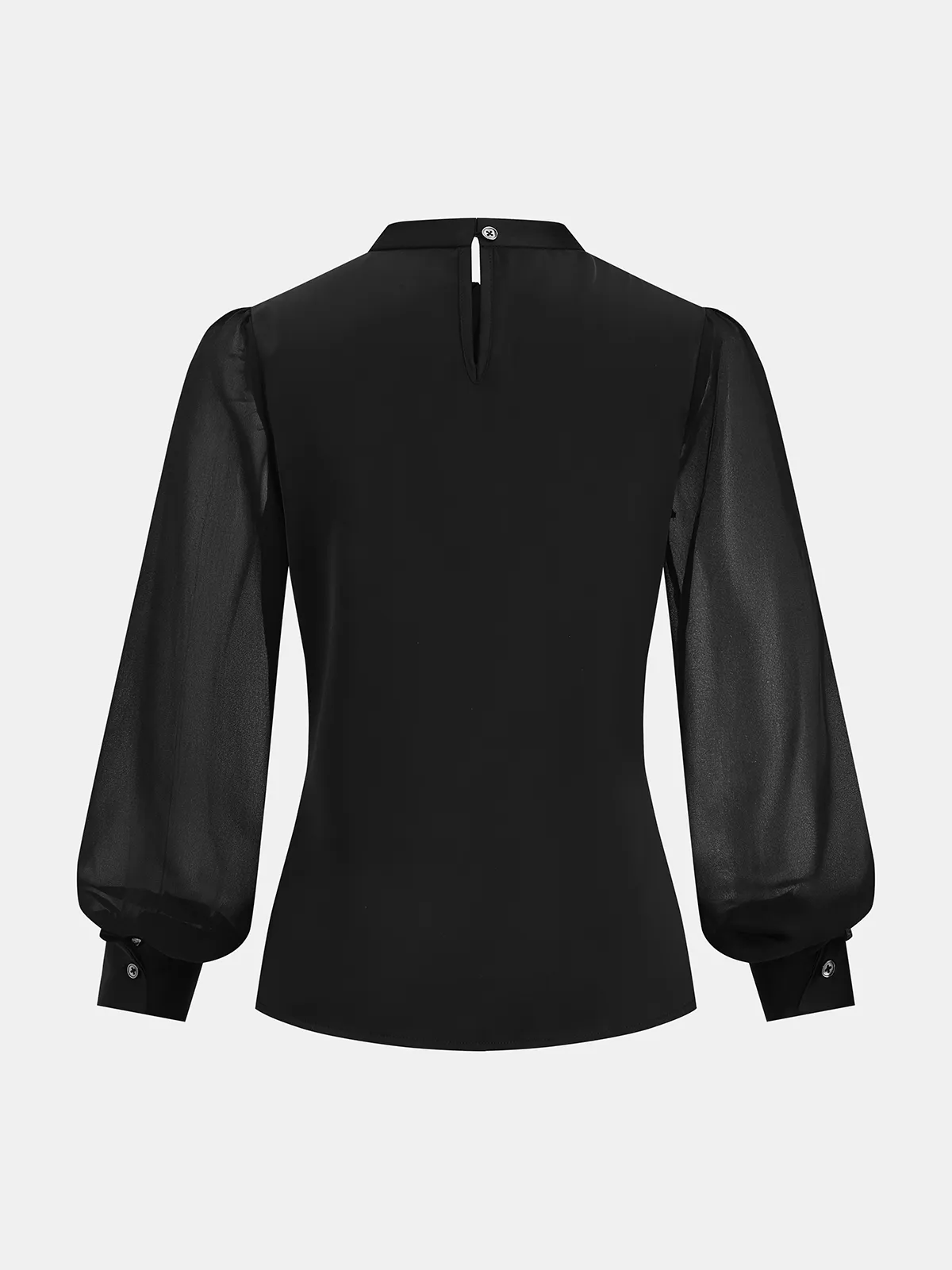 Sheer Sleeve Twist Front Satin Blouse sold by COMMENSE product image thumbnail 3