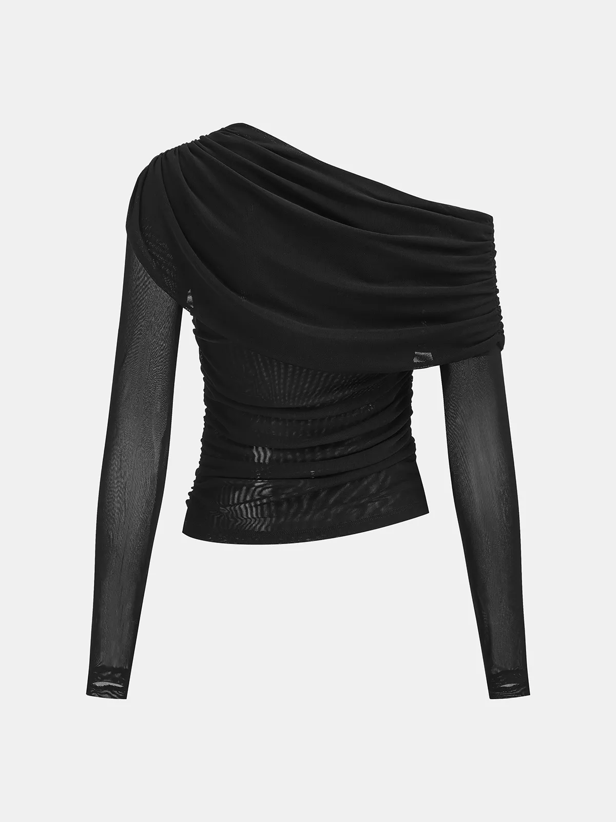 Semi-Sheer Mesh Off-Shoulder Ruched Top sold by COMMENSE product image thumbnail 2