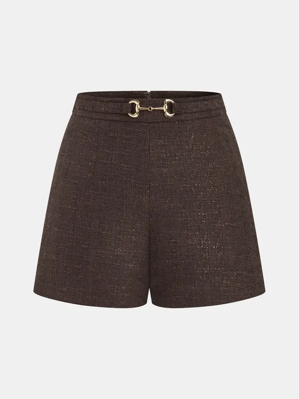 Horsebit Buckle Tweed Shorts sold by COMMENSE