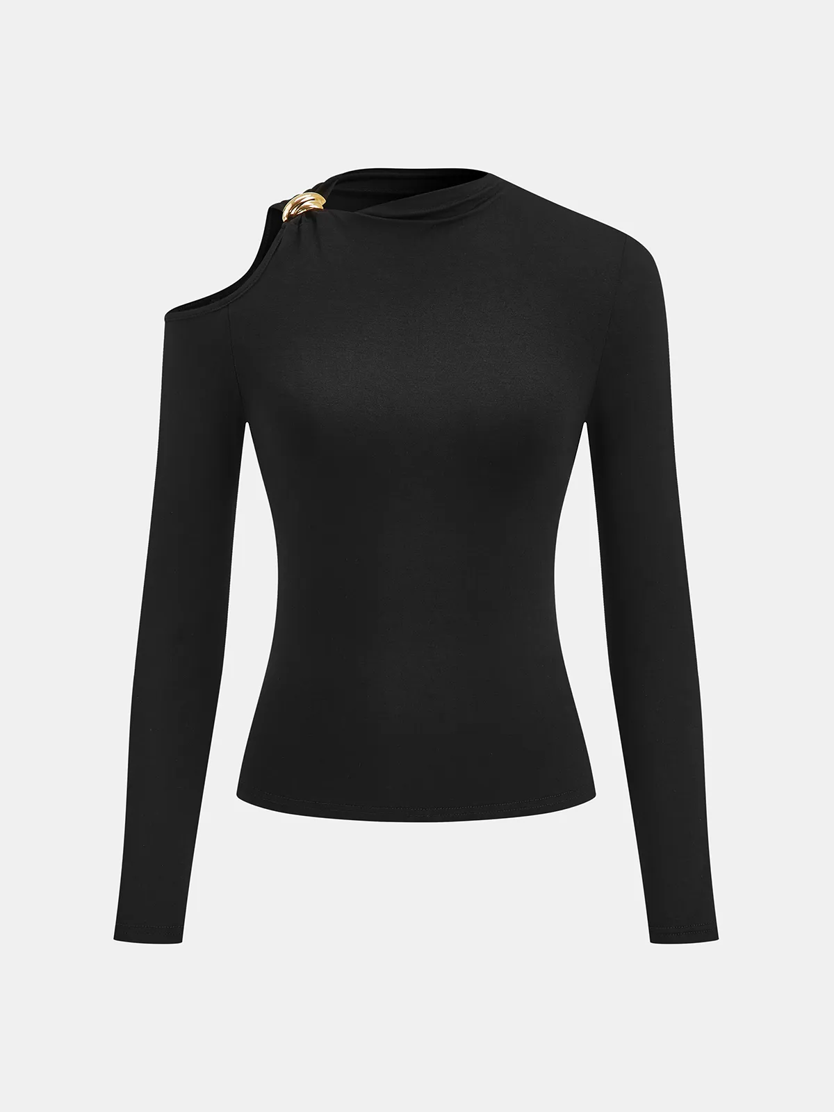Metal Detail Cold-Shoulder Long-Sleeve Top sold by COMMENSE product image thumbnail 2
