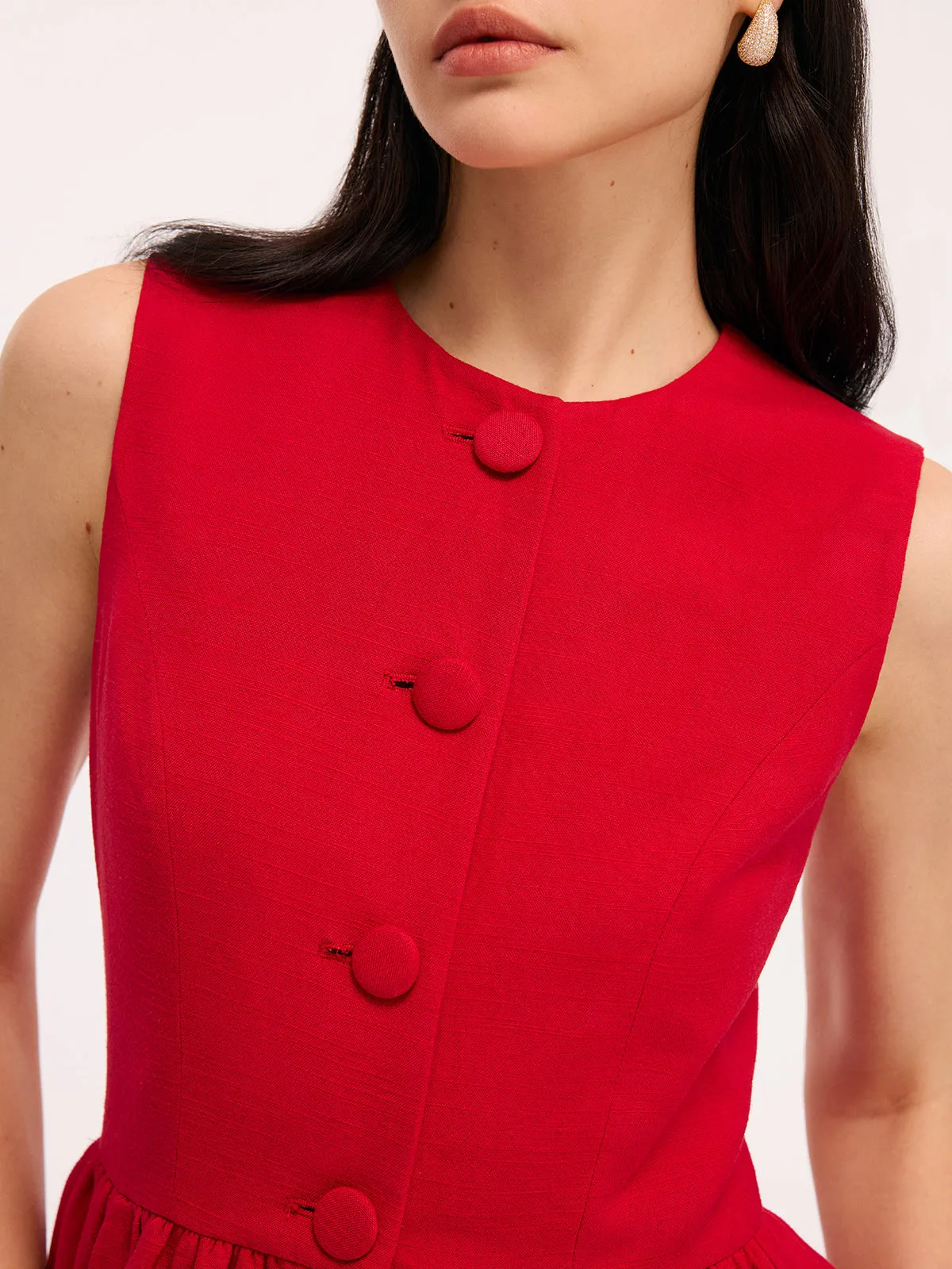 Sleeveless Peplum Top & Shorts Set sold by COMMENSE product image thumbnail 4