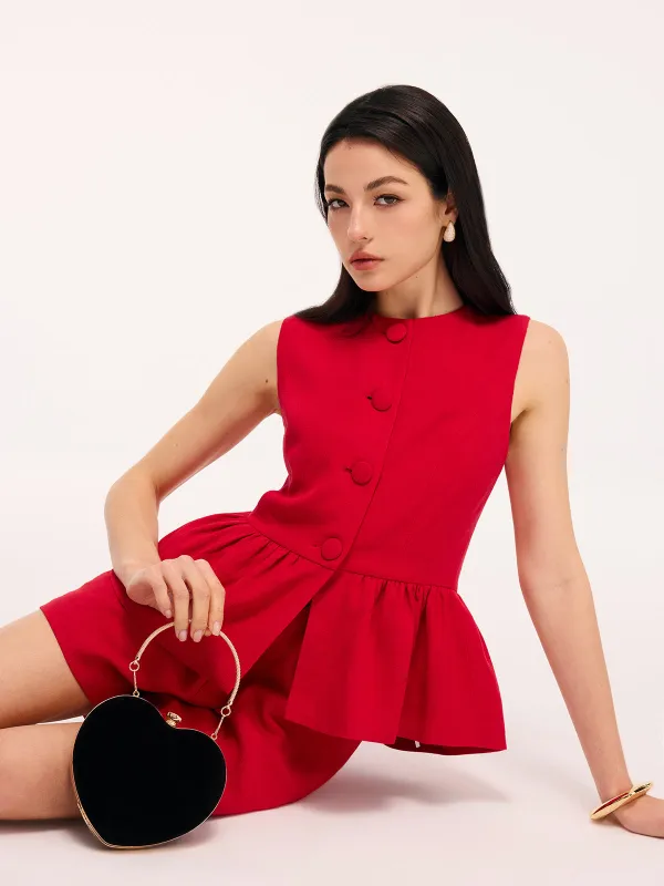 Sleeveless Peplum Top & Shorts Set sold by COMMENSE