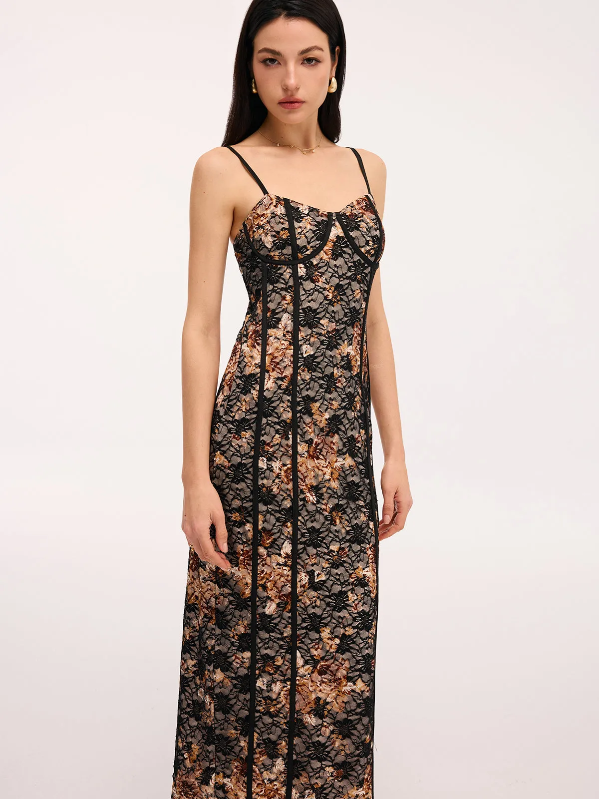 Floral Lace Cami Maxi Dress sold by COMMENSE product image thumbnail 4