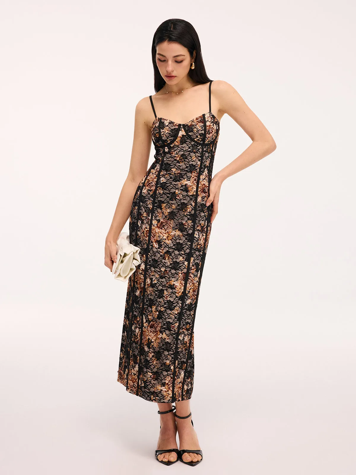 Floral Lace Cami Maxi Dress sold by COMMENSE product image thumbnail 2