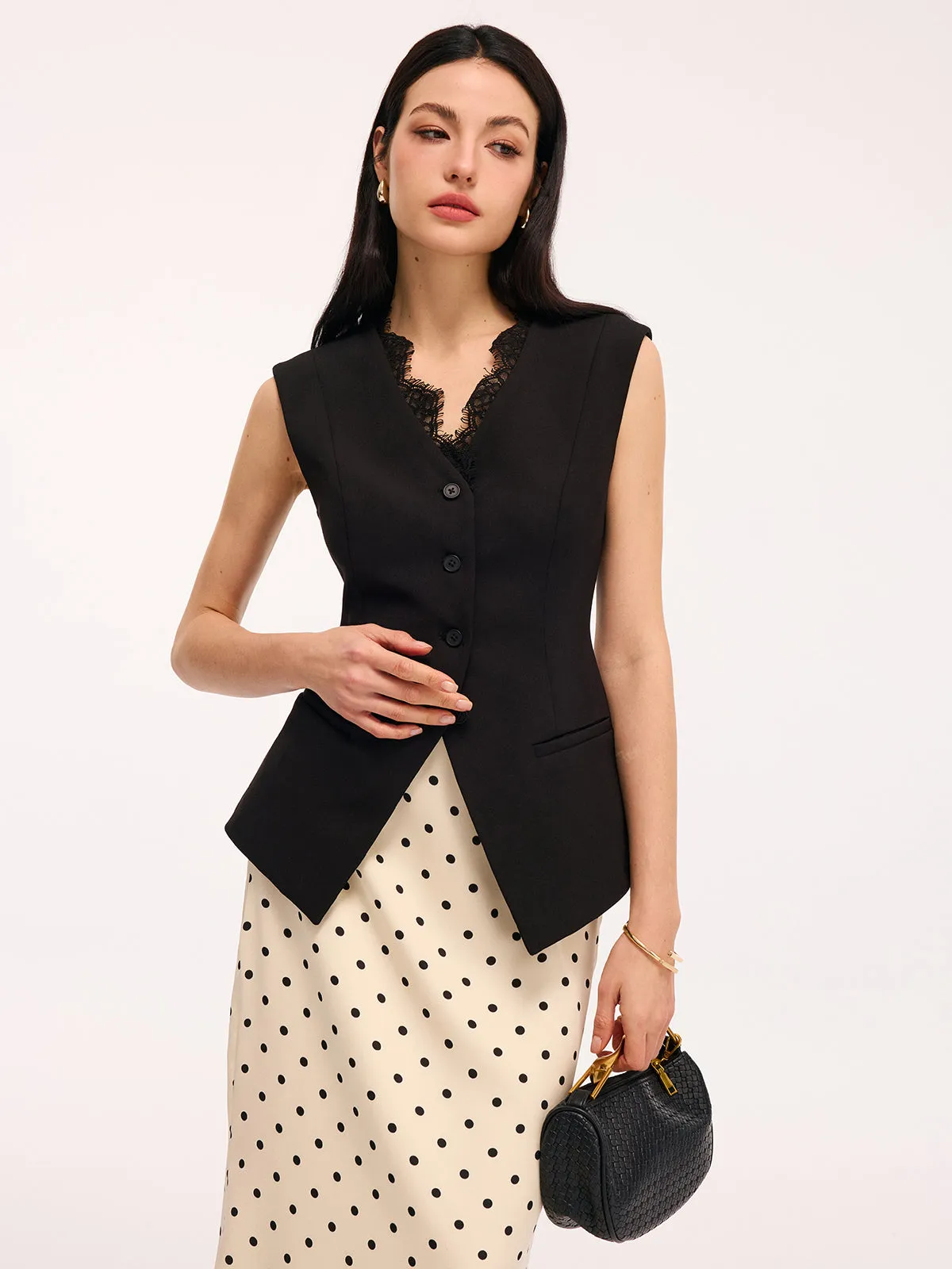 Lace Trim Sleeveless Vest sold by COMMENSE product image thumbnail 4