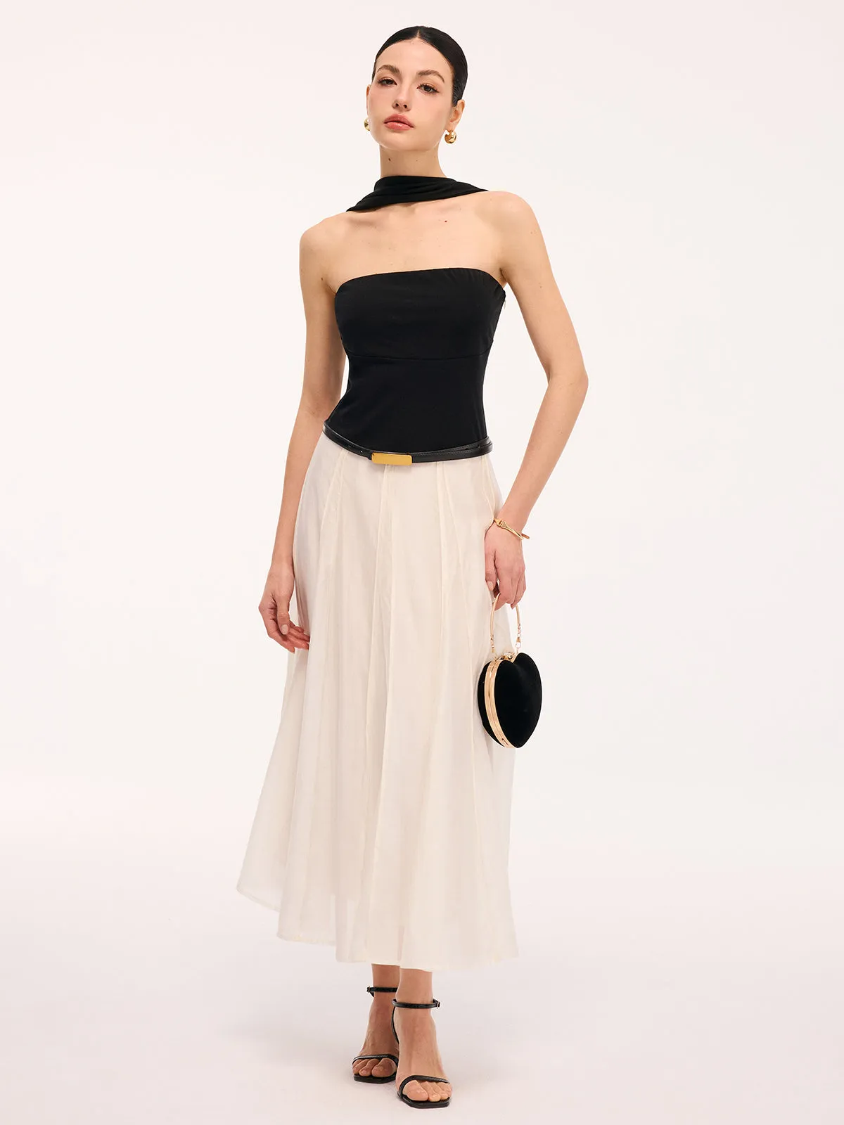 Paneled Design Color-Block Halter Backless Maxi Dress sold by COMMENSE product image thumbnail 2