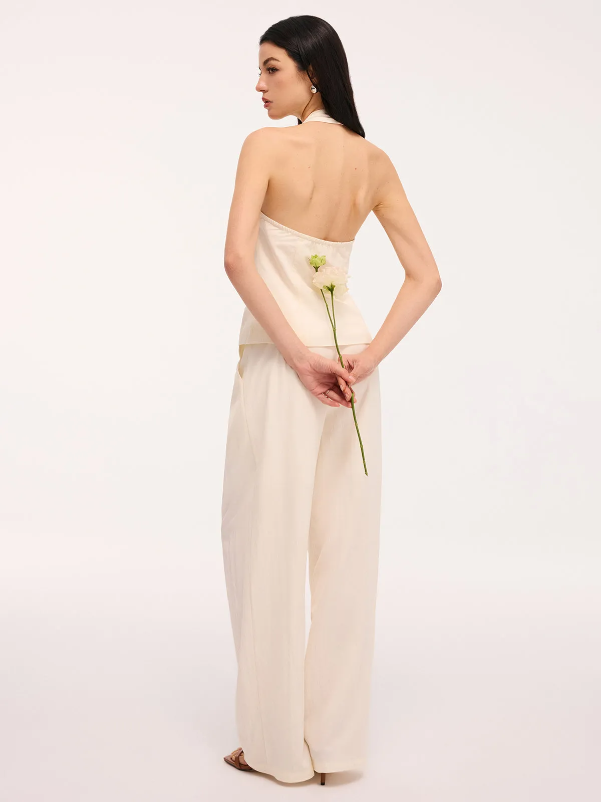Bow Detail Halter Backless Top & Pants Set sold by COMMENSE product image thumbnail 3