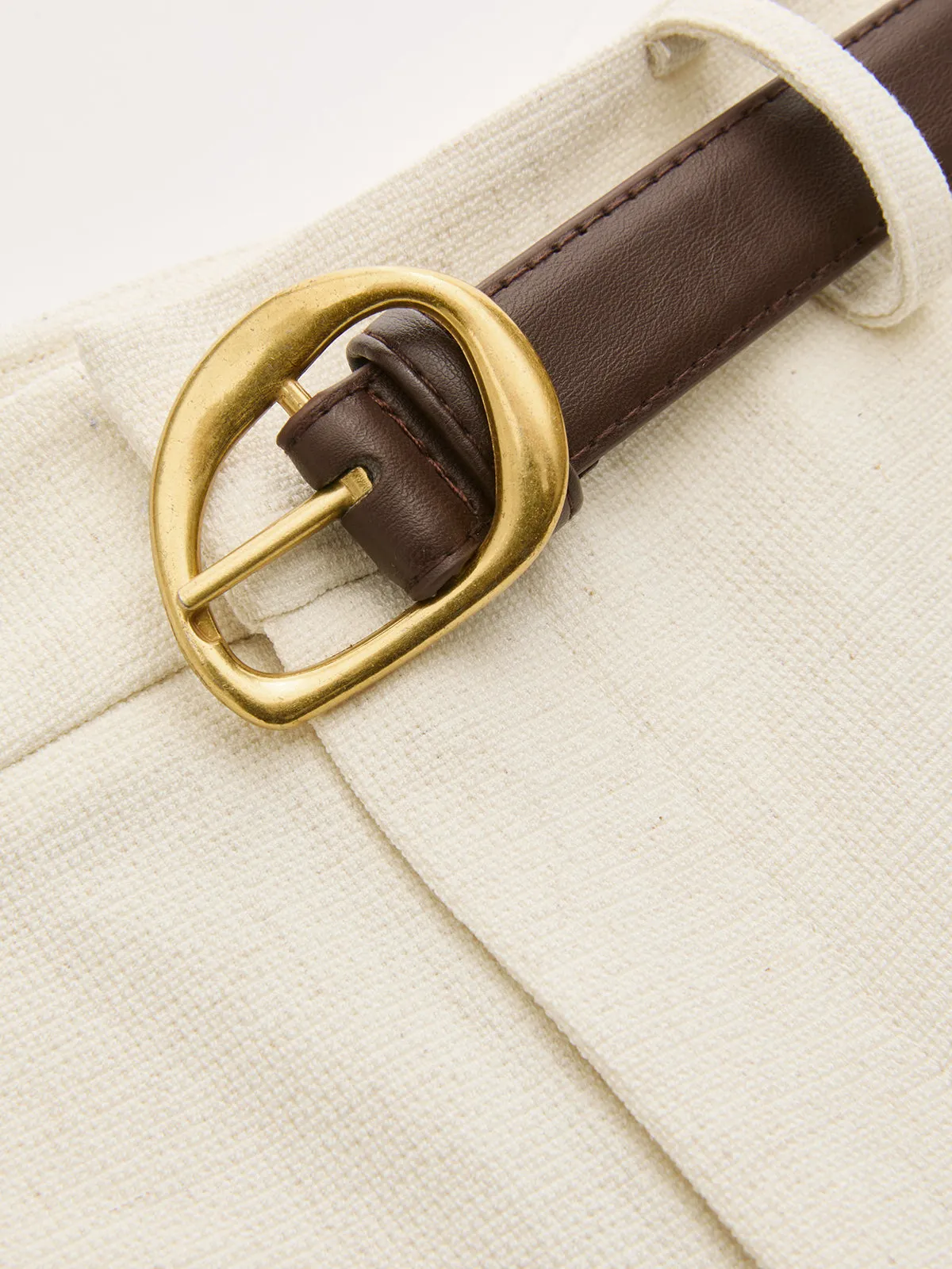 Belted Linen-Blend Wide-Leg Pants sold by COMMENSE product image thumbnail 4