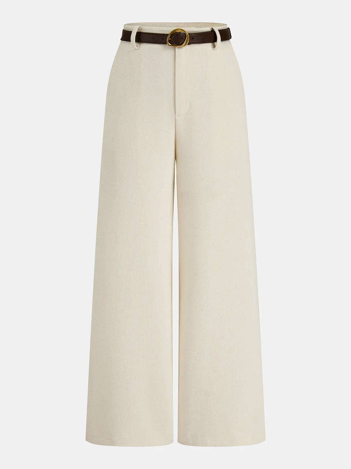 Belted Linen-Blend Wide-Leg Pants sold by COMMENSE