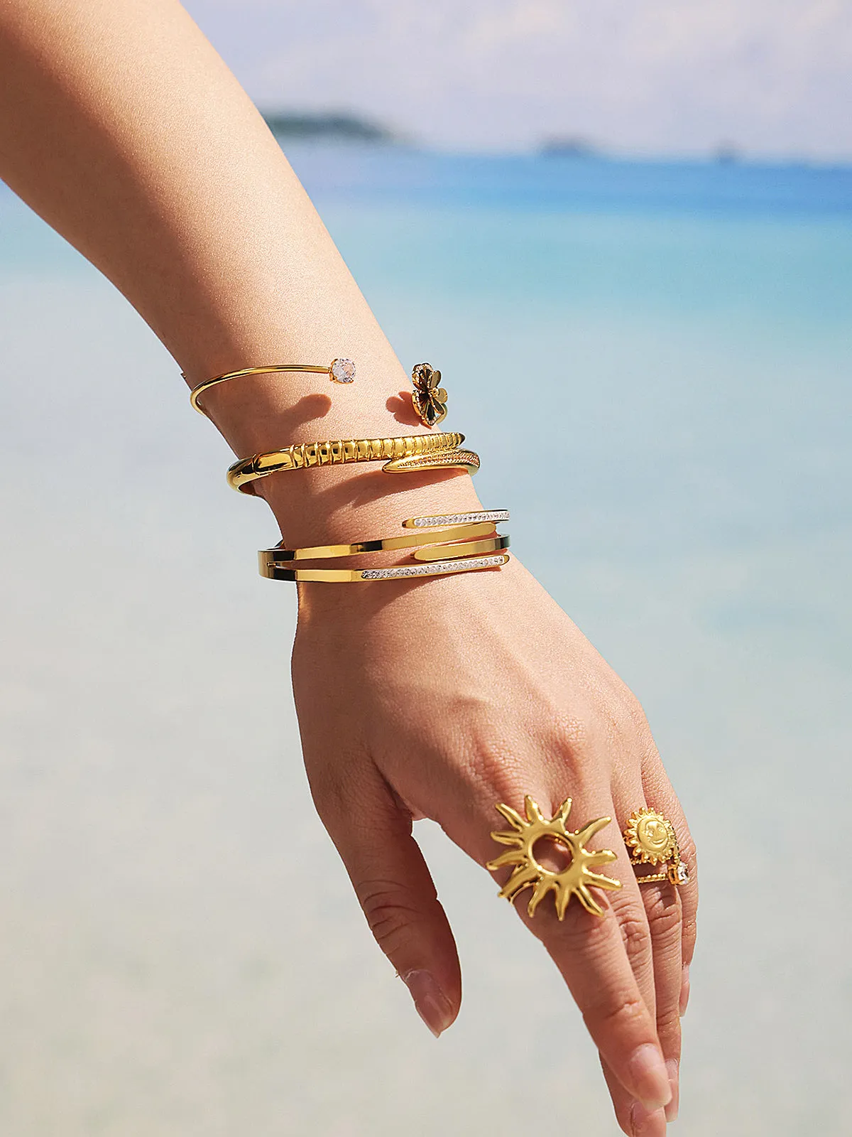 Zircon Accent Multi-Layer Cuff Bracelet sold by COMMENSE product image thumbnail 2