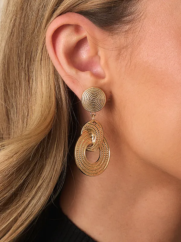 Textured Intertwined Circle Drop Earrings sold by COMMENSE