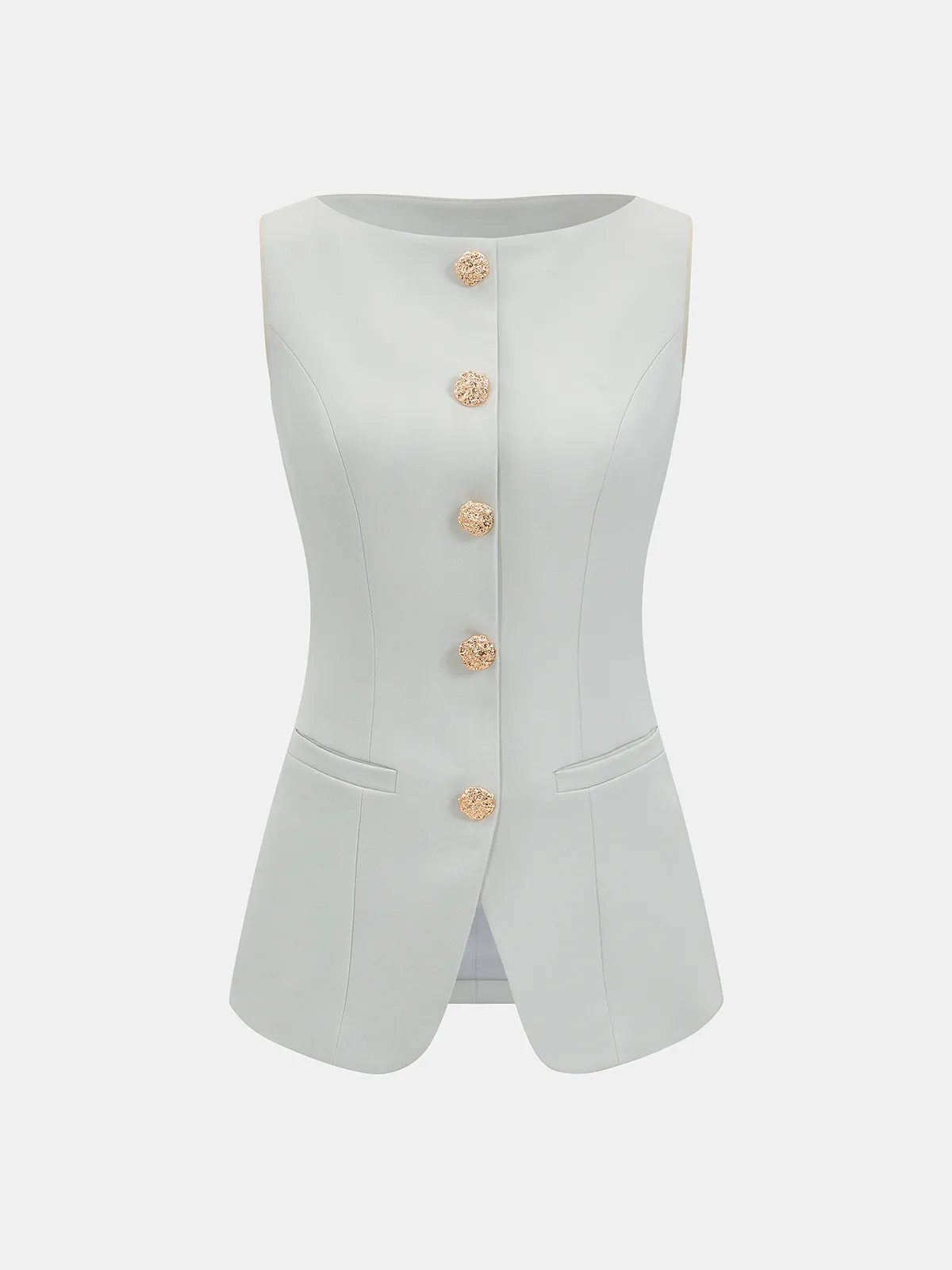 Metal Button Sleeveless Vest & Mini Skirt Set sold by COMMENSE product image thumbnail 3