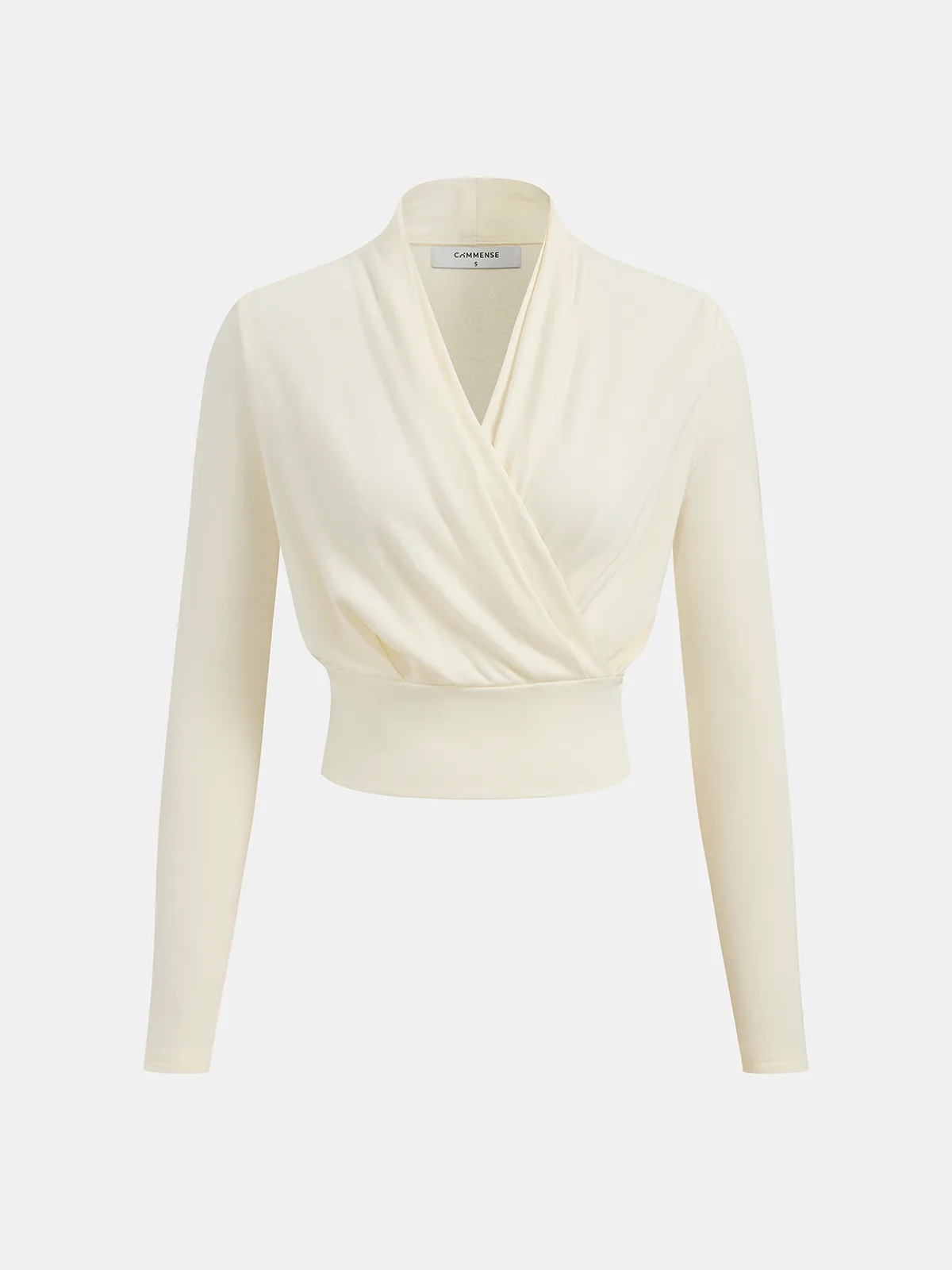 Wool-Blend Wrap Cinched Waist Top sold by COMMENSE