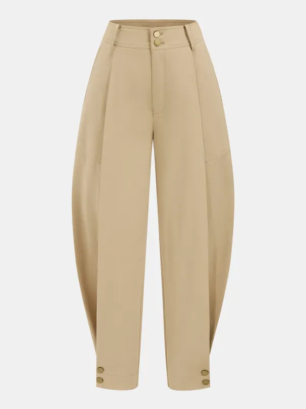 Cotton Pleated Mid-Waist Balloon Pants sold by COMMENSE