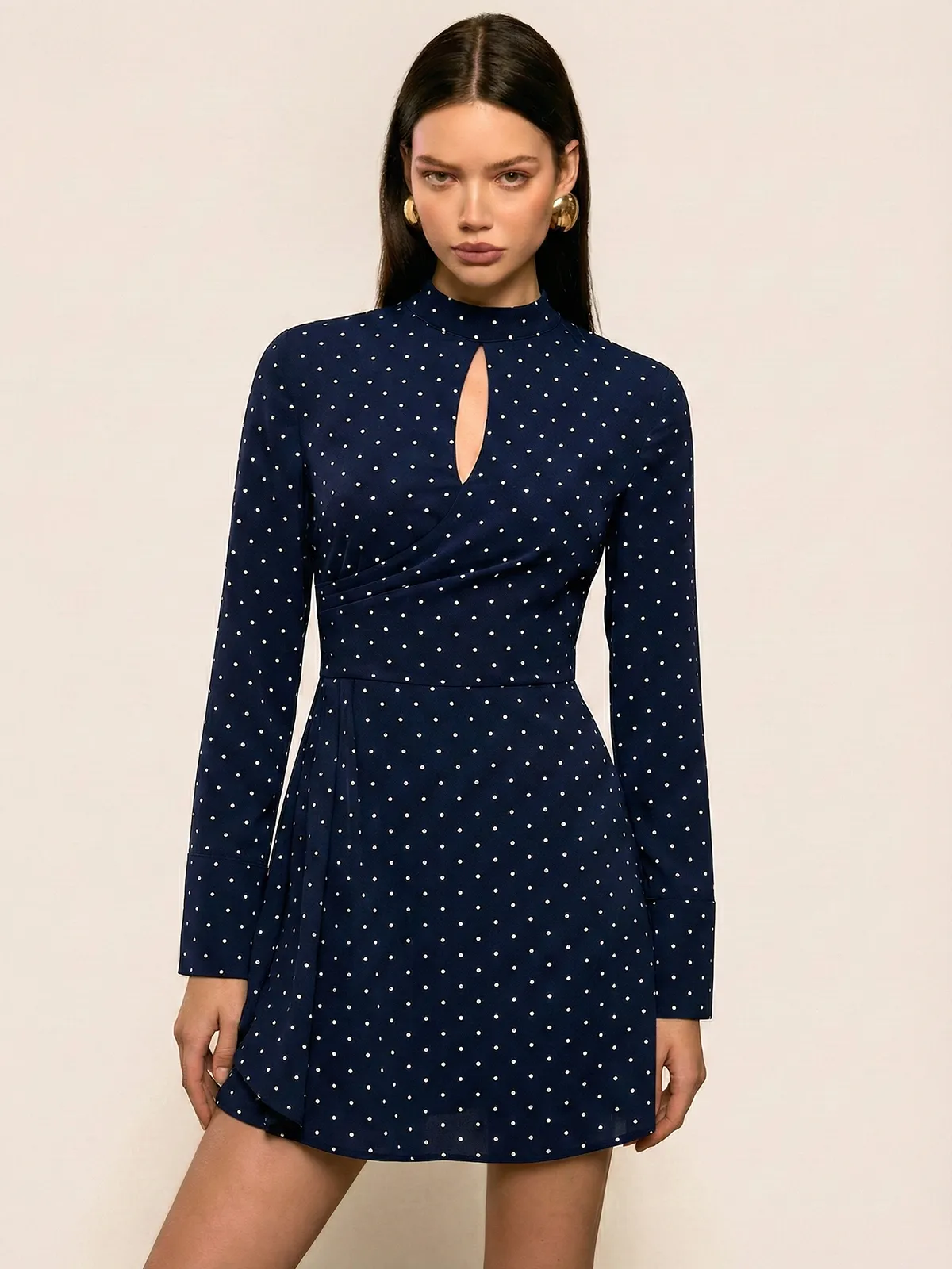 Keyhole Neckline Polka Dot Mini Dress sold by COMMENSE
