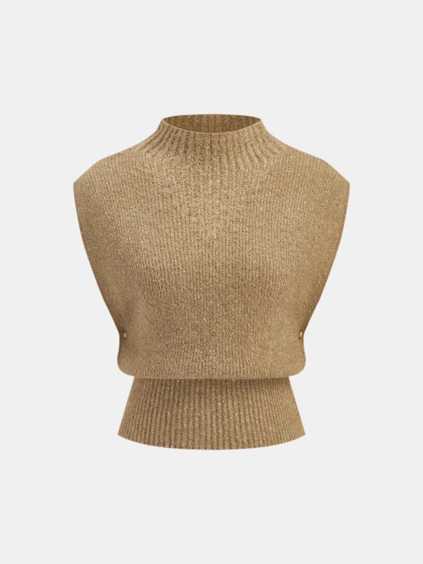 Wool-Blend Mock Neck Sweater Vest sold by COMMENSE