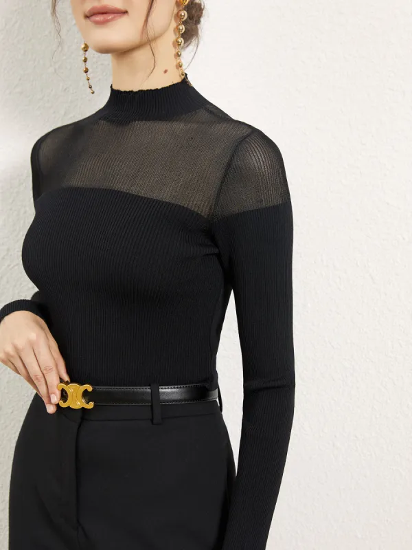 Midnight Secrets Mesh Crop Blouse sold by COMMENSE