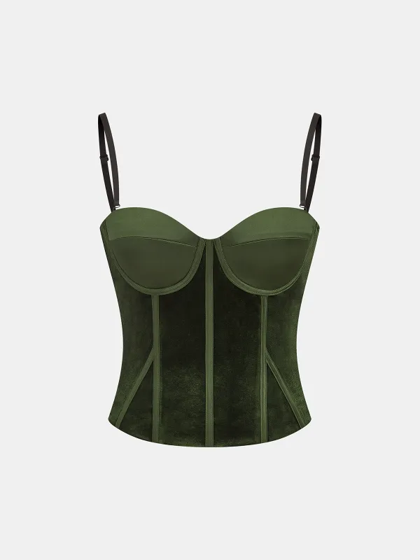 Velvet & Satin Panel Corset Top sold by COMMENSE