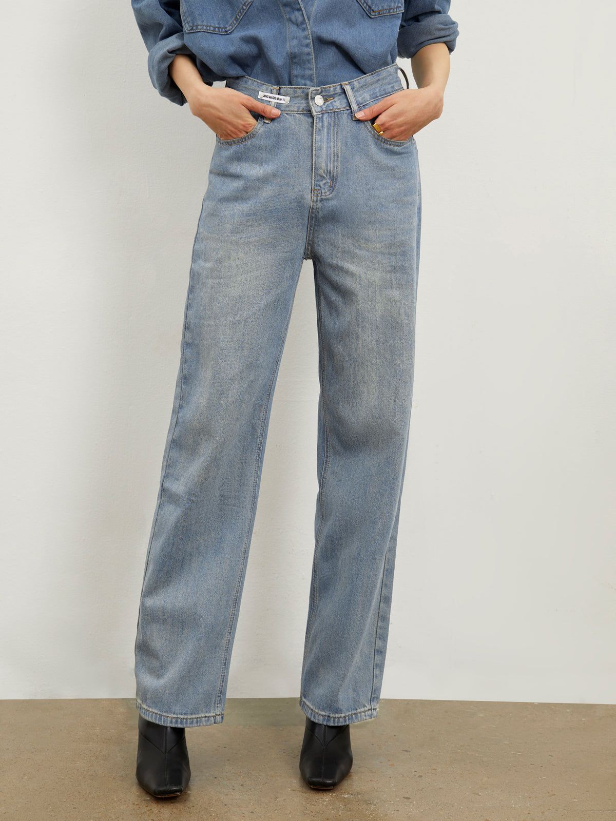Relaxed Fit Denim Straight Leg Jeans sold by COMMENSE product image thumbnail 5
