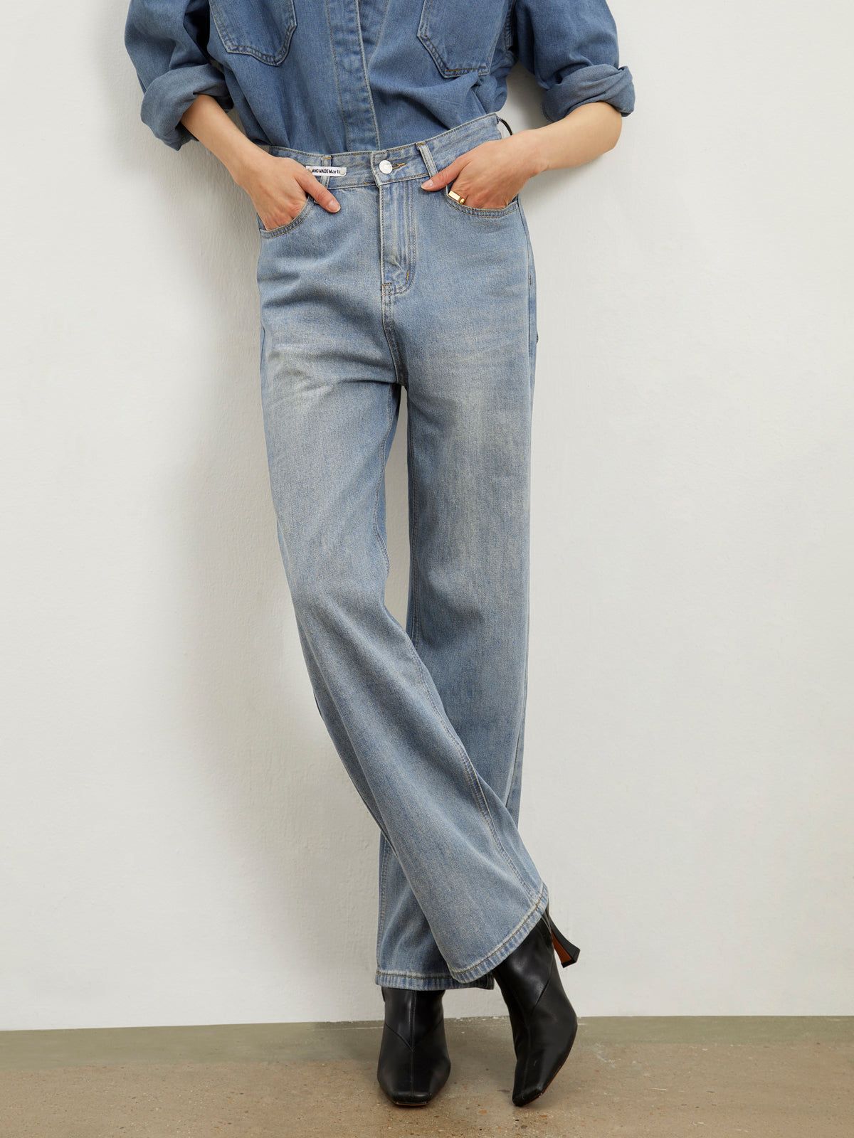 Relaxed Fit Denim Straight Leg Jeans sold by COMMENSE product image thumbnail 2