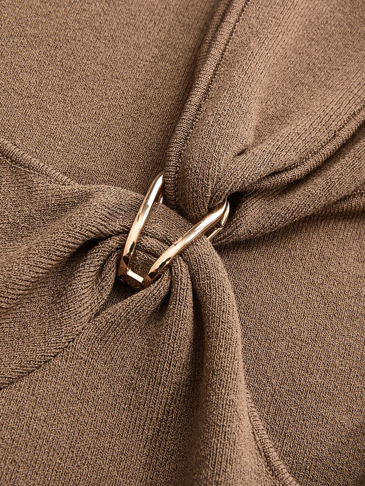 Metal Buckle Asymmetric Neckline Knit Top sold by COMMENSE product image thumbnail 5