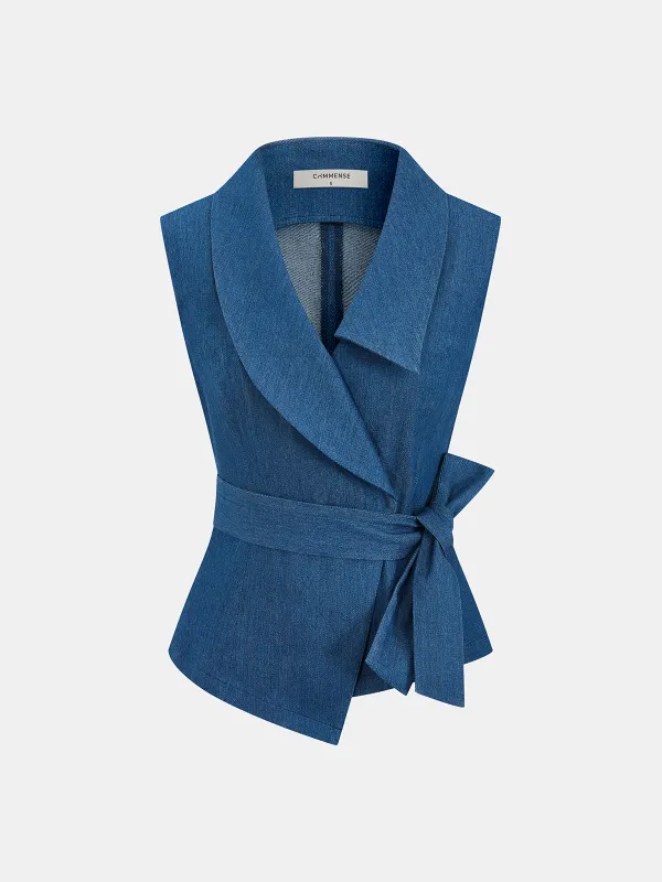 Wrap Tie-Waist Vest sold by COMMENSE