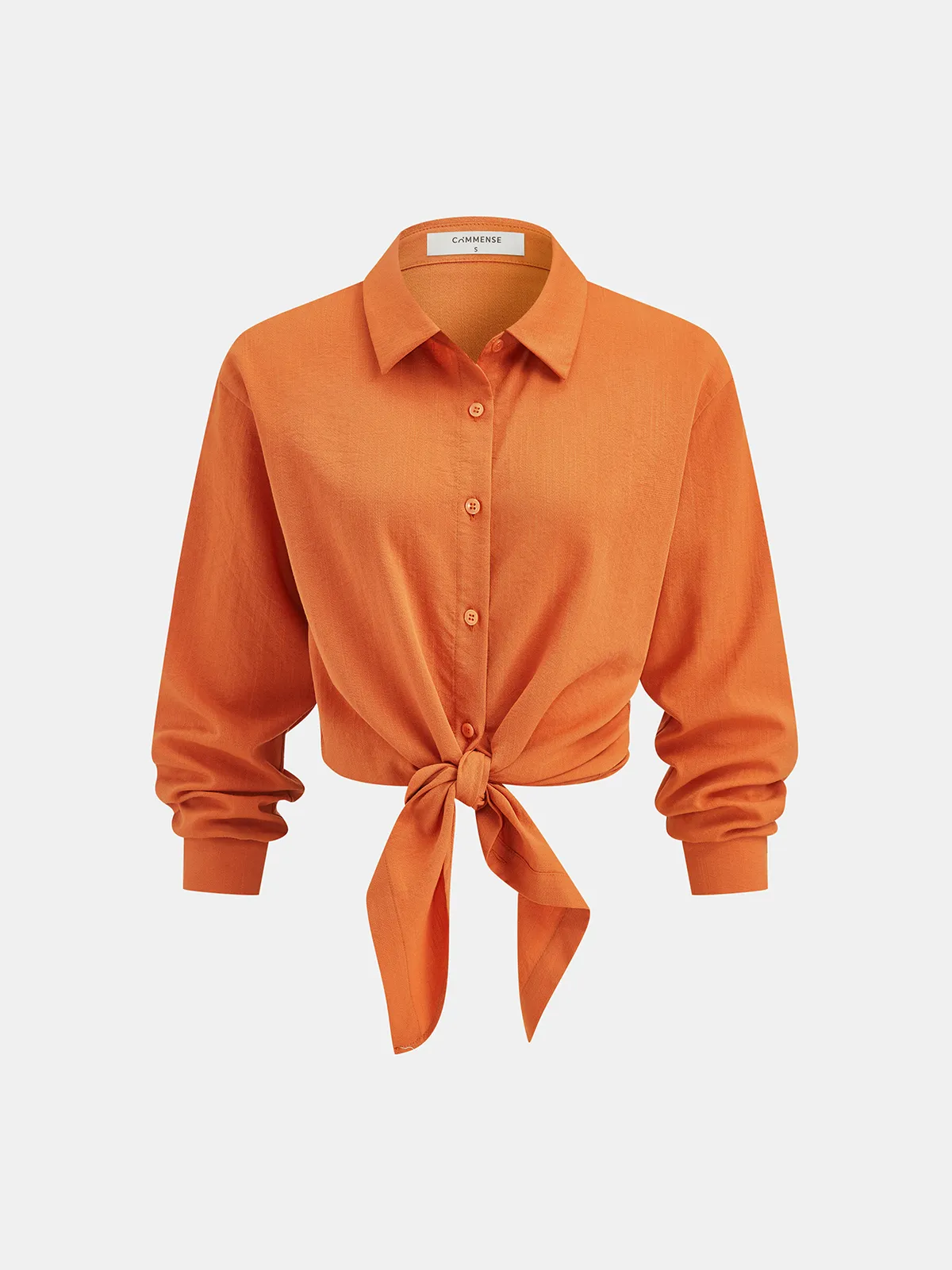 Knot-Front Shirt & Wide-Leg Pants Set sold by COMMENSE product image thumbnail 2