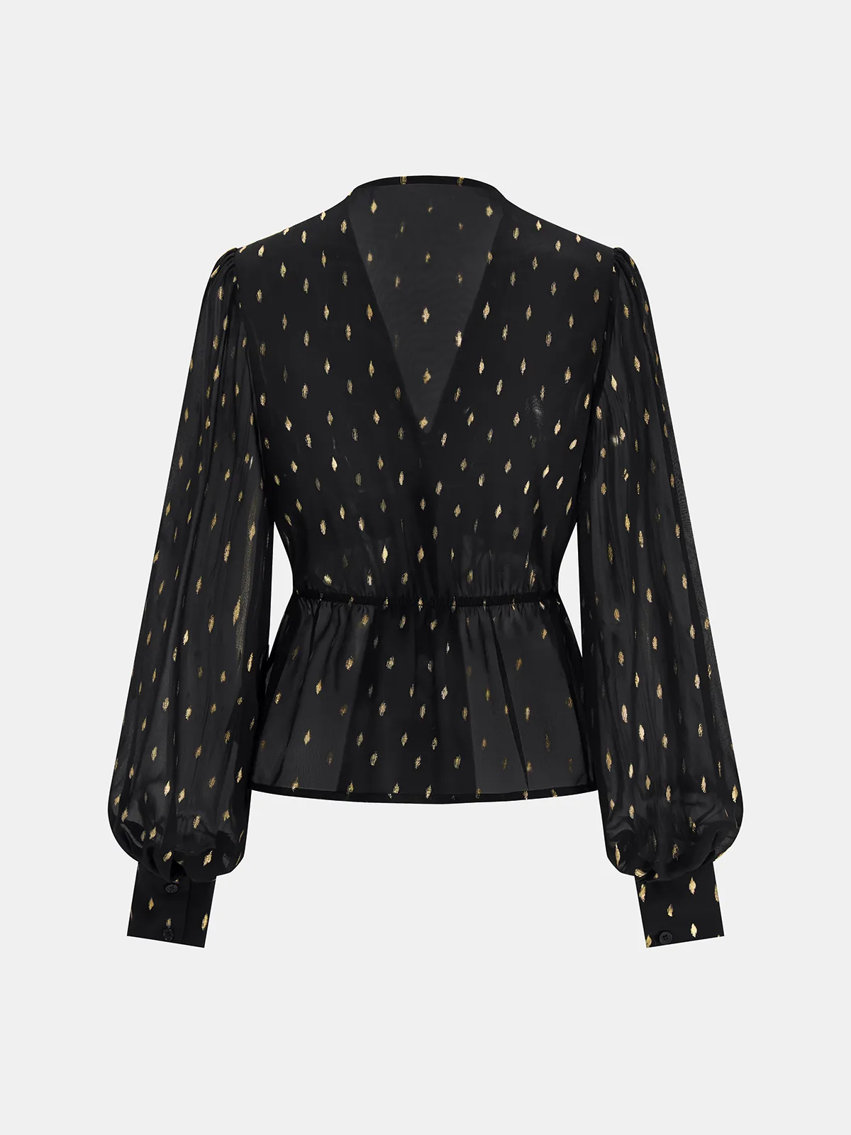 Foil Spot Print Tie-Front Chiffon Blouse sold by COMMENSE product image thumbnail 4